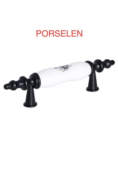 Porcellana Perla مقبض أثاث معدني من البورسلين - مقبض خزانة درج مطبخ - مقبض - asos64 مم - أسود - أبيض - stk022