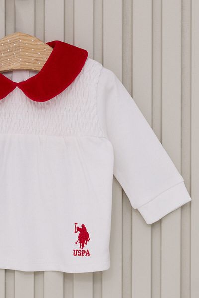 U.S. Polo Assn. Baby Girl White 2-Piece Baby Set