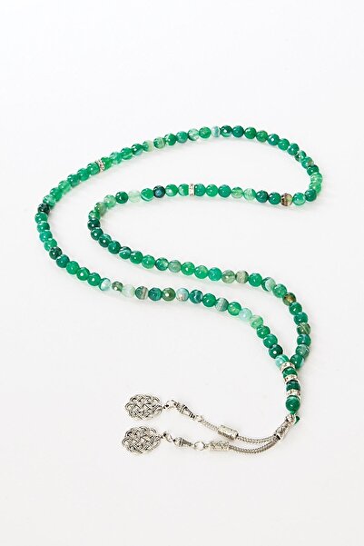 Zeynep Büyükbay 99 قطعة من مسبحة الصلاة المصنوعة من العقيق الأخضر الطبيعي