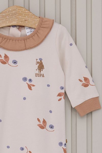 U.S. Polo Assn. Baby Girl Brown Rompers