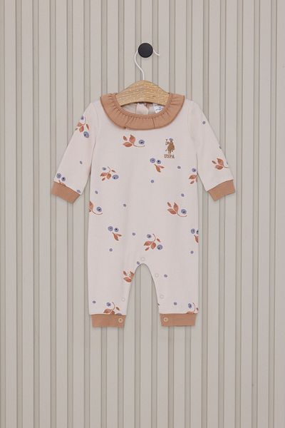 U.S. Polo Assn. Baby Girl Brown Rompers