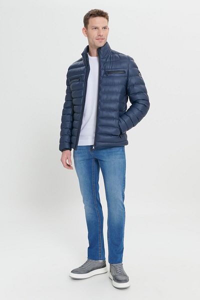 ALTINYILDIZ CLASSICS Ανδρικό παλτό Navy Blue - Θερμόμετρο, τσέπη και γιακάς