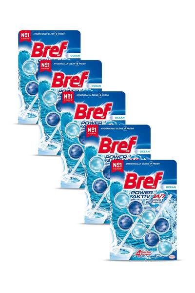 Bref Power Aktiv Katı Tuvalet Bloğu 5 Adet Okyanus Ikili (5'Lİ SET)