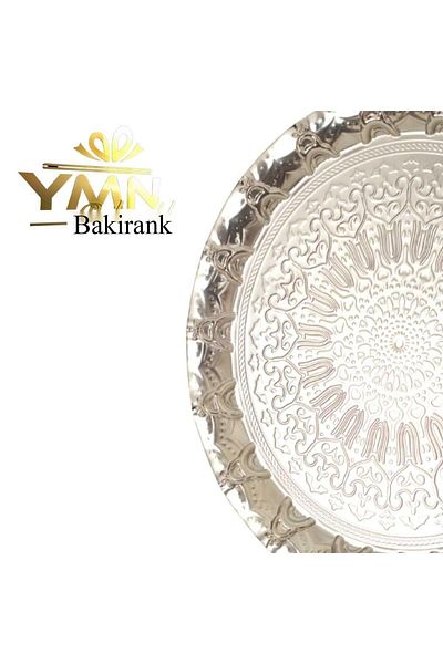 İPEK BAKIRCILIK Silver - Copper Ottoman Patterned Turkish Coffee Cup Set for 6 People - Turkish Delight Cup Set with Tray