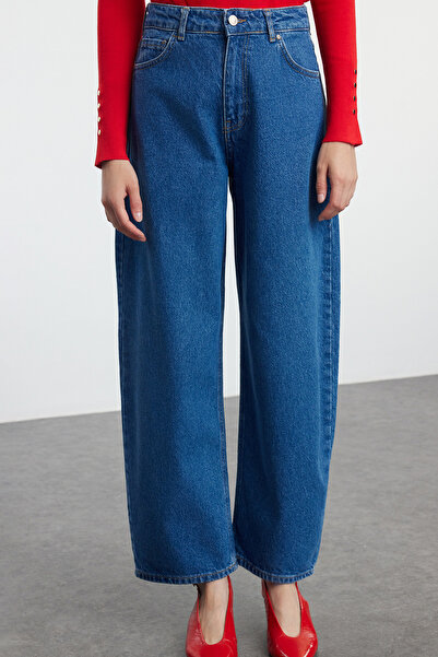 Trendyol Collection Barel Jeans s vysokým pasem - Blue Baggy Fit Twoaw25Je00084