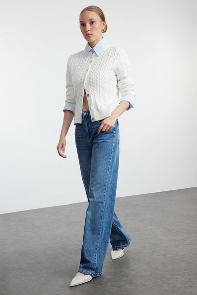 Trendyol Collection Blugi albaștri cu talie înaltă - TWOAW25JE00144