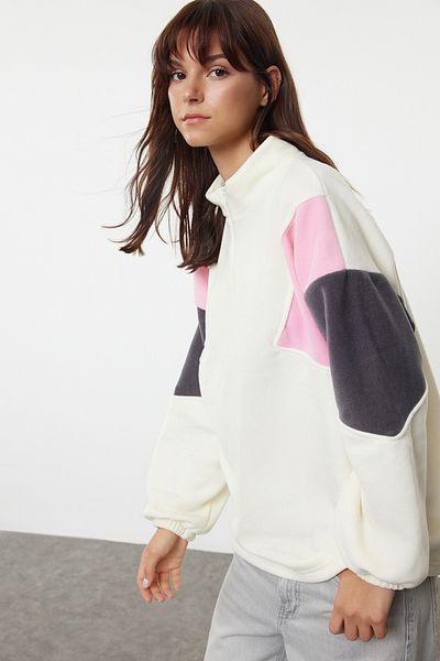 Trendyol Collection Barevná oversize fleecová mikina se zipem - TWOAW25SW00064