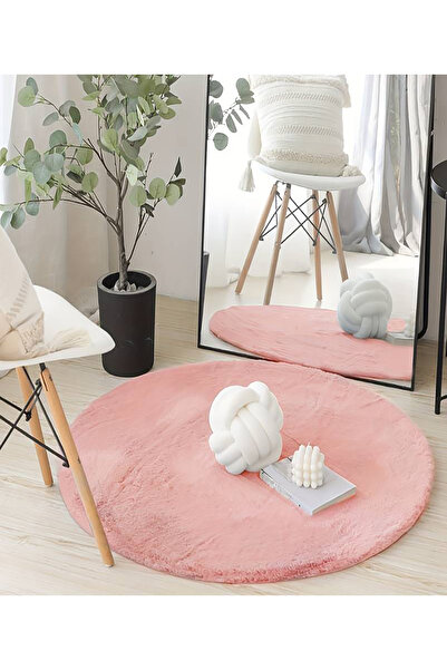 ALgorand Home Yuvarlak Pembe Pudra Peluş Kalın Halı Yatak Odası Başucu Sevimli Prenses Odası Çocuk Odası Halı