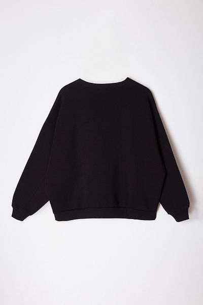 Edit by Trendyol Schwarzes Herren-Sweatshirt mit Textdruck – Regular Fit TEDAW25SW00010