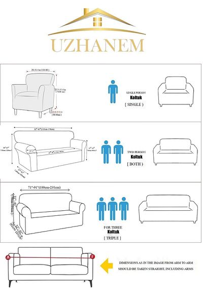 uzhanem Seat Cover Sofa Cover 1 Piece Lycra for 3 Seater Seats High Quality