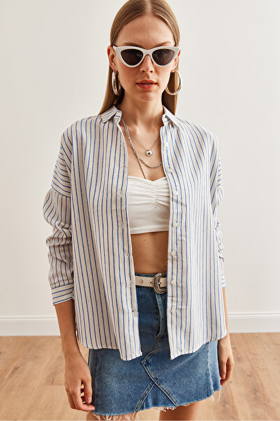 Olalook Білизна жіноча Gomlegi GML19001235 Sax Blue Bat Striped Oversized Білизна жіноча GML19001235