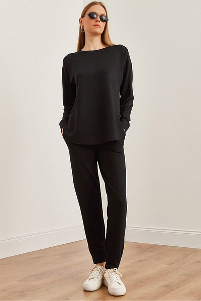 Olalook Σετ φόρμας μαύρης κρυστάλλινης - Soft Textured, Etkm- 0000064