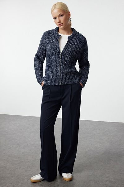 Trendyol Collection Strickjacke mit Reißverschluss und Farbverlauf in Blau - TWOAW25HI00213