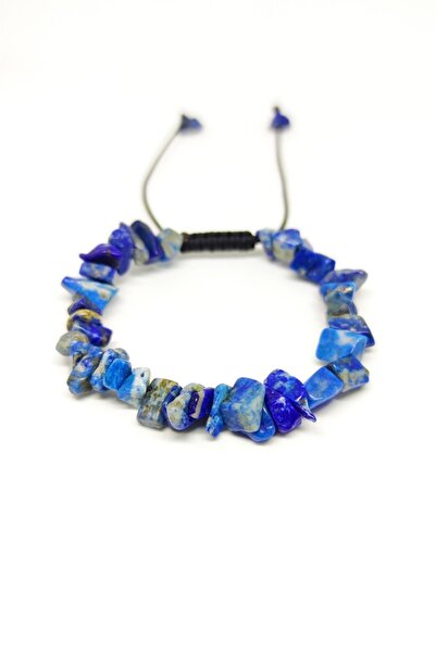 Armis Lapis Lazuli Doğal Kırık Taş Makrome Örgülü Ayarlanabilir Bileklik