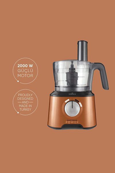 Karaca Mastermaid Power Multifunctional 10 In 1 Bronzy Food Processor, Blender Set 2000w