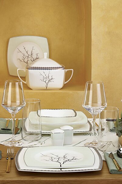 Karaca Fine Pearl Banyan 62 Parça 12 Kişilik Yemek Takımı