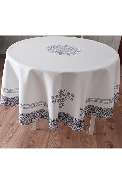 WENESSİ Lale Desenli Baskılı Polyester Kumaş Yuvarlak Masa Örtüsü(150×0CM)