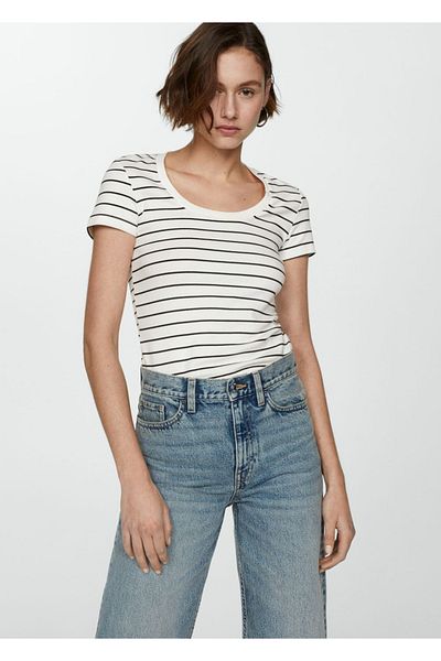 MANGO Woman Koton Striped T-Shirt