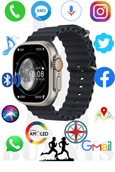 Bunnys Oppo A77 Uyumlu Akıllı Saat Watch 8 Ultra 49MM Konuşma Özellikli AMOLE...