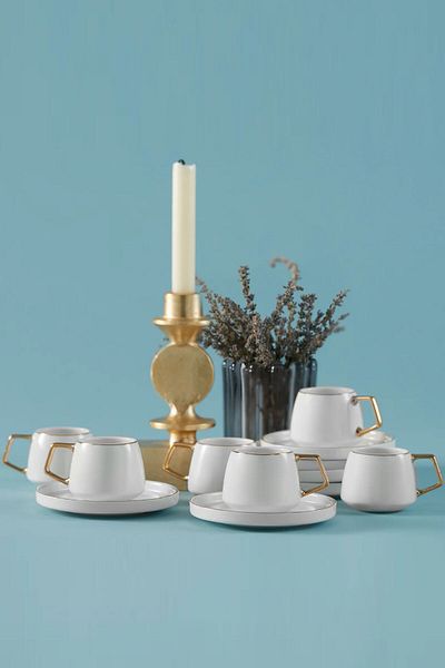 Karaca Saturn Set of 6 Coffee Cups 100 ml Gold