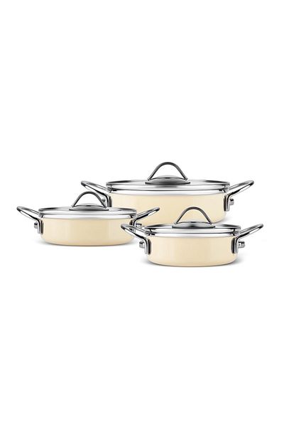 Karaca Erva Enamel Induction Based 6 Piece Sahan Set Cream