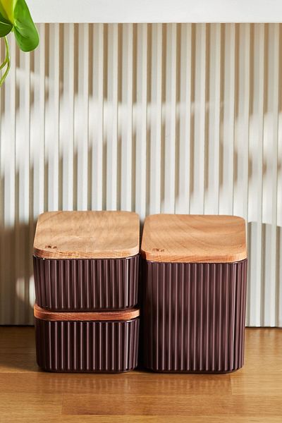 Karaca Massimo 3-Piece Jar/Storage Container Set Plum