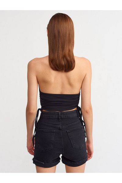 Dilvin 70279 Thick Front Zippered Jean Shorts-black