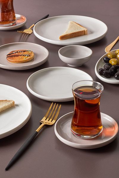 Karaca Cordelia Gray 26 Piece Porcelain Breakfast Serving Set for 6 Persons
