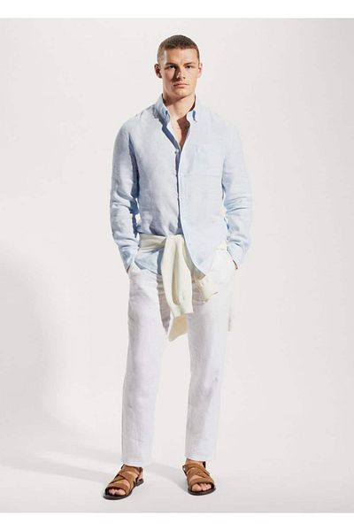 MANGO Man Πουκάμισο 100% λινό Slim Fit