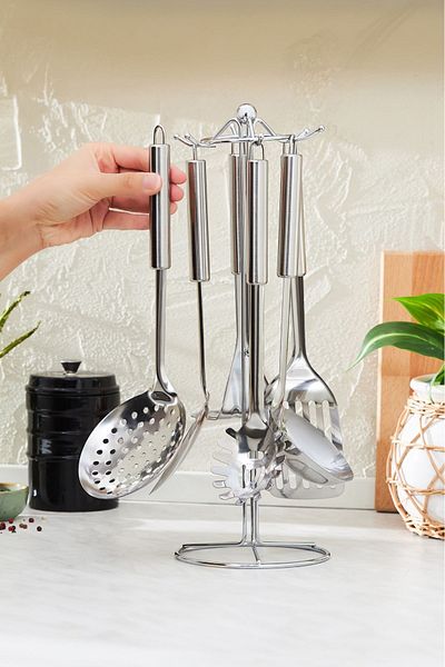 Karaca Apricot Chef - 7 Piece Serving Set with Stand