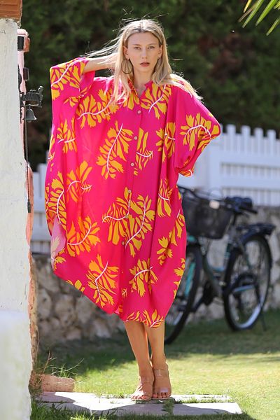 Chiccy Rochie casual oversize țesută - cu nasturi și buzunare