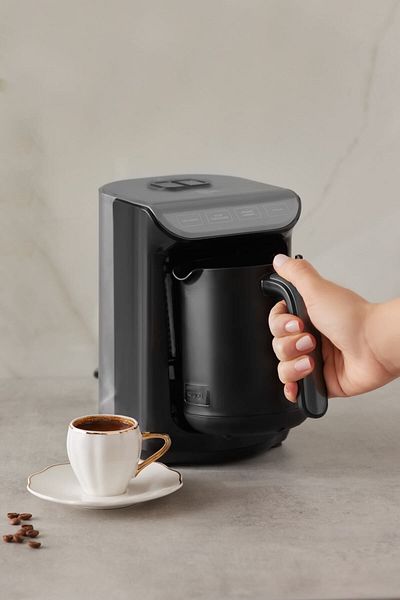 Karaca Hatir Emberde Turkish Coffee and Turkish Coffee Machine Space Gray 5 Cup Capacity with Plenty of Foam