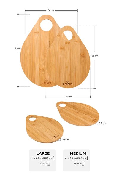 Karaca Damla 2'li Bambu Kesme Tahtası 28/33 Cm