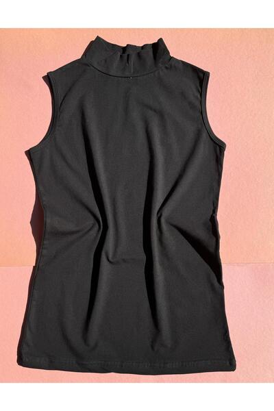 VicTroy Γυναικεία μπλούζα με ζιβάγκο 2 τεμαχίων σε χρώμα δέρμα και μαύρο βαμβακερή αμάνικη μπλούζα