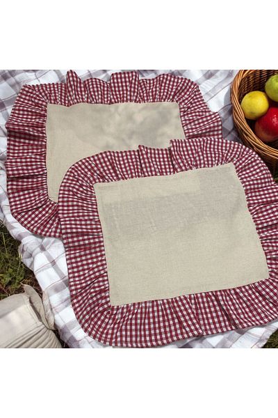 Erba kreasyon American Service - 100% Natural Cotton Linen, Gingham Patterned Supla
