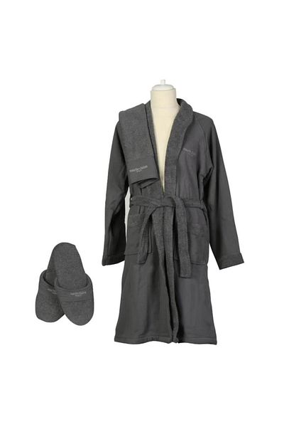 Marie Claire Marcel Men's Bathrobe Set - Mc 060152 Cotton Xl/xxl Anthracite