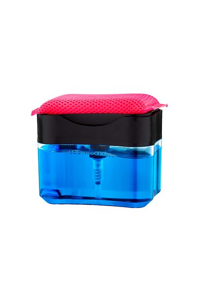 ECHOTEX Practical Detergent Sponge Organizer - Spongematic Liquid Soap Dispenser with Tank and Pump