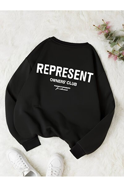 Revasser Unisex Erkek/Kadın Renkli REPRESENT Özel Baskılı Oversize Pamuklu Bi...