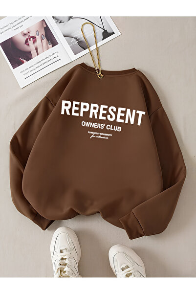 Revasser Unisex Erkek/Kadın Renkli REPRESENT Özel Baskılı Oversize Pamuklu Bi...