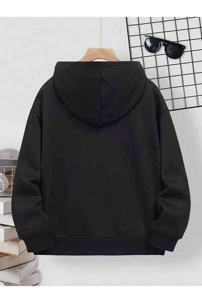 MORNİNG KİDS Boys' and Girls' Hooded Smile Sweatshirt - Pack of 3 O-x, Baby Blue-black-grey