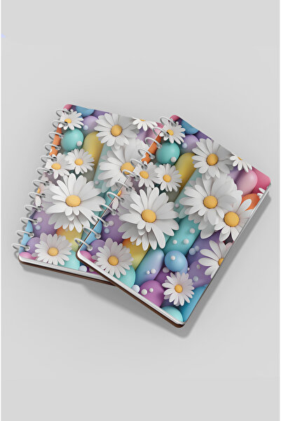kutuTR 80 Sheets Checkered Daisy Patterned Vip Modelist Notebook - Wooden Mdf Cover, 10x14 K-a604