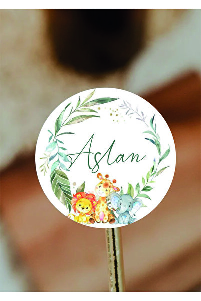 WALLHUMAN İsimli Kişiye Özel Yuvarlak Bebek Etiket/sticker 4x4cm 96 Adet