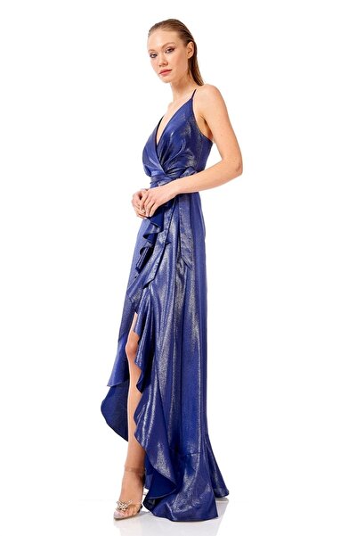 Elbisemhazır Ince Ip Askılı Yırtmaçlı Uzun Abiye Elbise