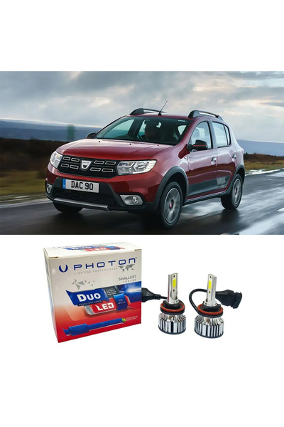 Photon Dacia Sandero Stepway Kısa Led Xenon Far Ampulü H7 Duo Yeni Seri Beyaz...