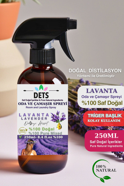 Dets Doğal Lavanta Oda Spreyi 250ml - Ferahlatıcı ve Rahatlatıcı Çamaşır Spreyi