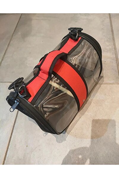 Genel Markalar Kuş Taşıma Çantası Tünekli Orta Boy- 30x22x20cm - kırmızı