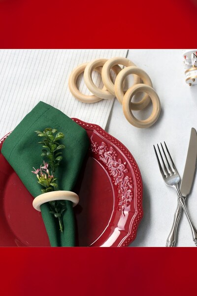 Emtory Home 6 Adet Masif Peçete Halkası - Naturel Peçete Yüzüğü - Kırılmaz