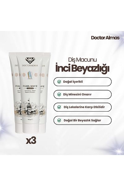 Doctor Almas معجون أسنان - معجون أسنان طبيعي غني بالمستخلصات العشبية - قوي ضد البقع - 3 × 100 جرام