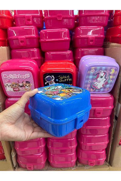 BENİMSER REKLAM Dinosaur 4 Compartment Children's Lunch Box - Food and Spoon Storage Container