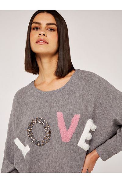 Apricot Pailletten-Pullover Love